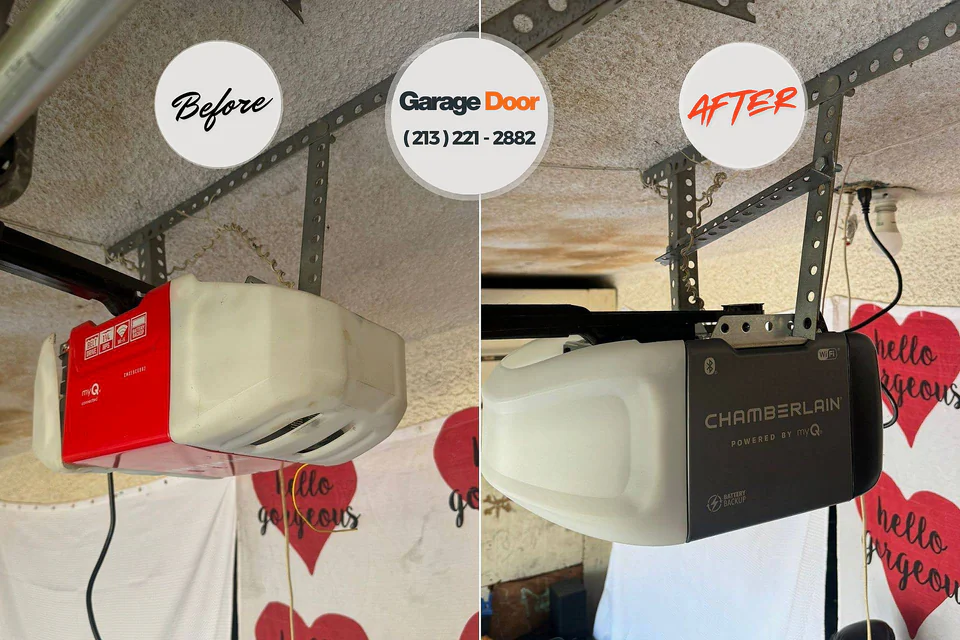 Before and after: garage door repair Woodinville, WA